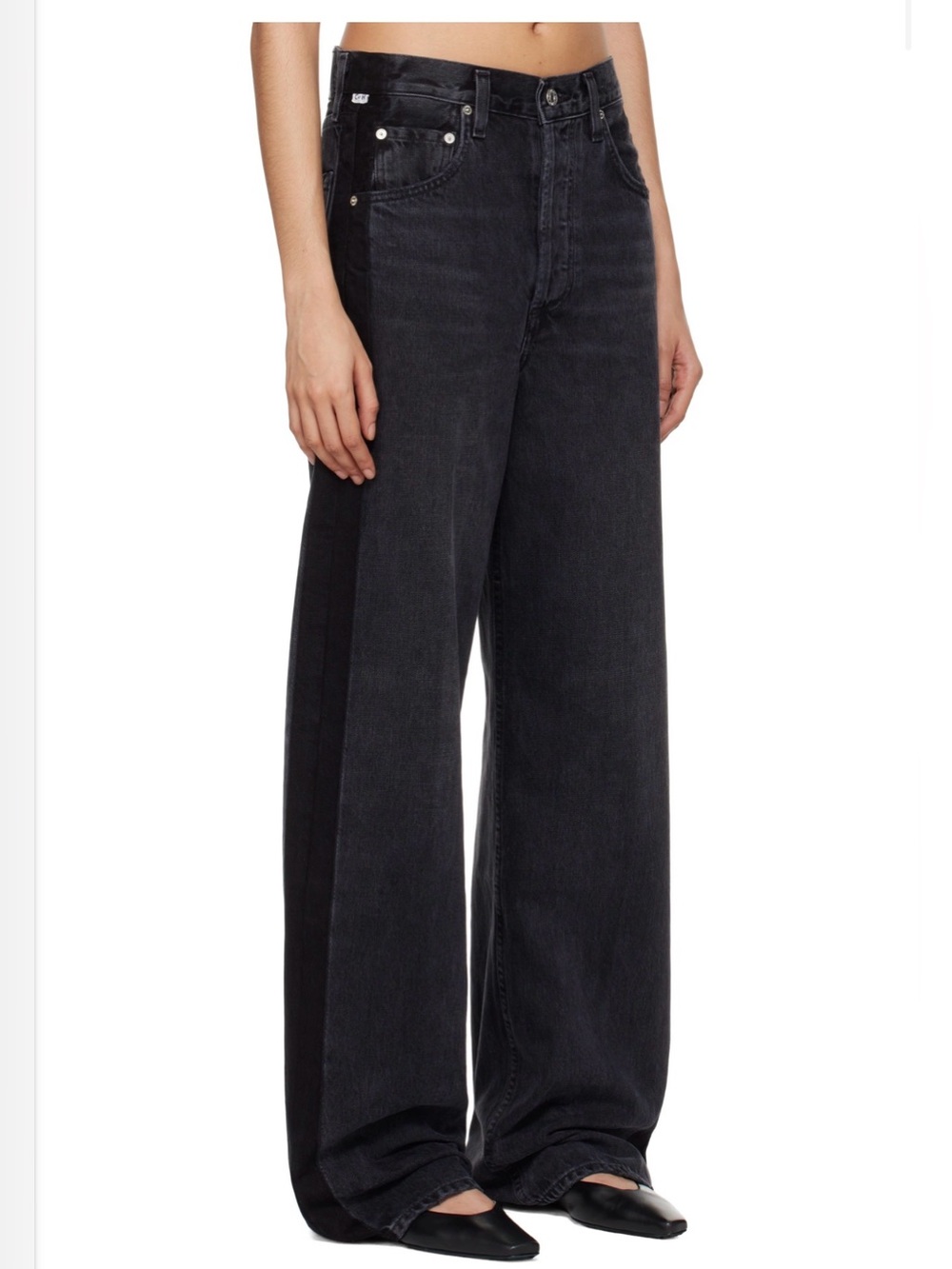Citizens of Humanity Black Ayla Baggy Tuxedo Stripe Jeans
